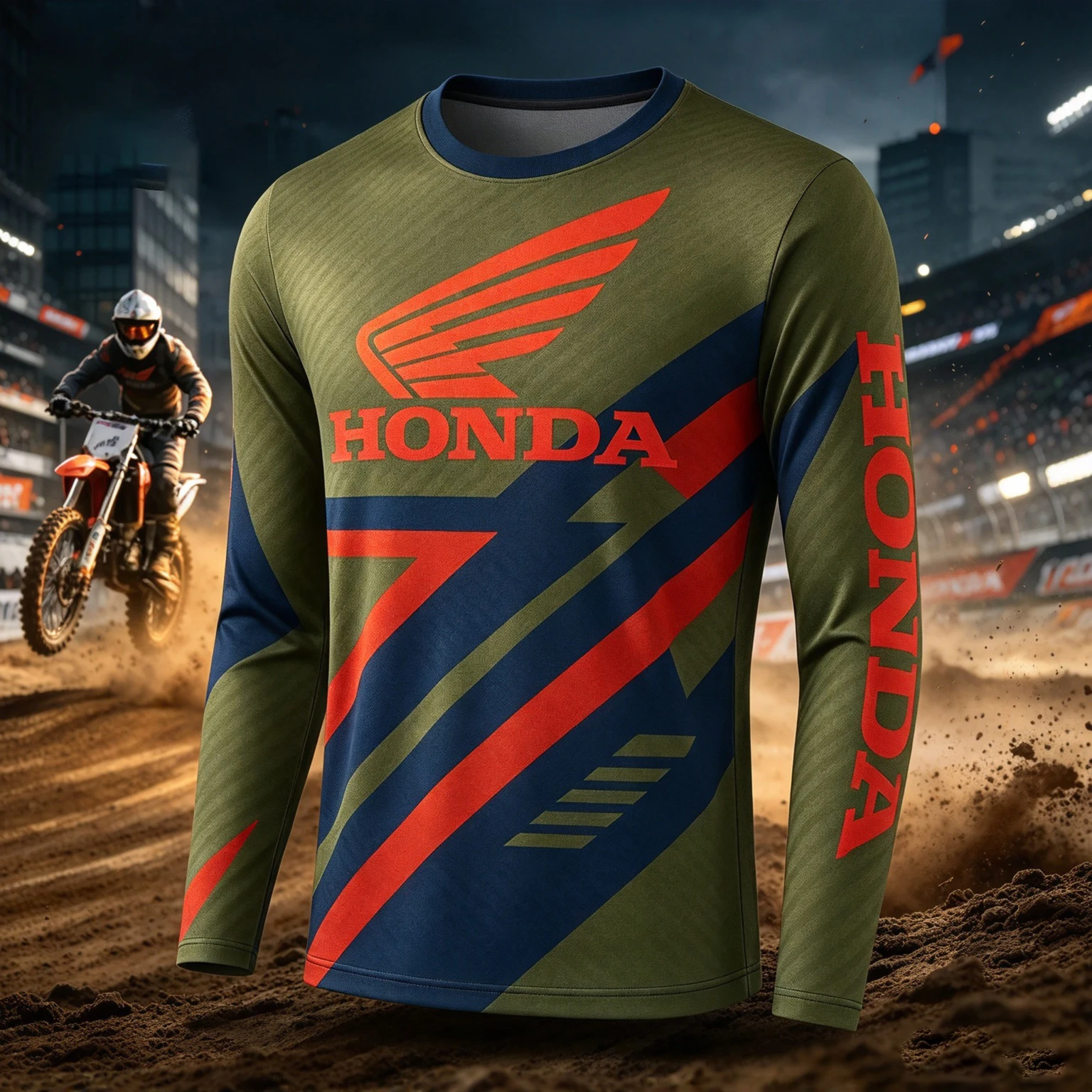 Motocross Neues Trendiges Herren- und Damen-Motociclista Biker Honda Schnelltrocknendes Atmungsaktives Langarm-T-Shirt für Motorradfahrer – Detail 6