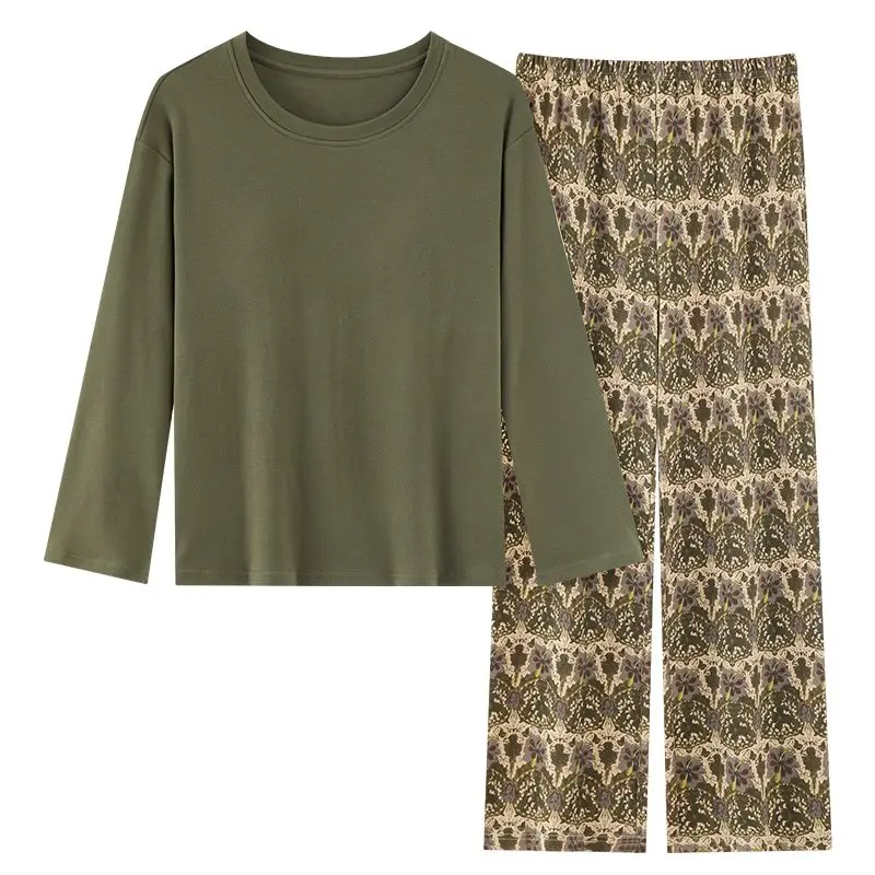 

2026 Spring Long Sleeve 100% Cotton Pajama Sets for Women Korean Loose Sleepwear Suit Pyjamas Homewear Pijama Mujer Home Clothes