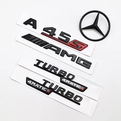 3D ABS nero A45S Logo lettere TURBO 4MATIC Badge Car Rear Star Sticker Trunk AMG Emblem per Mercedes Benz A45S AMG W177 W176