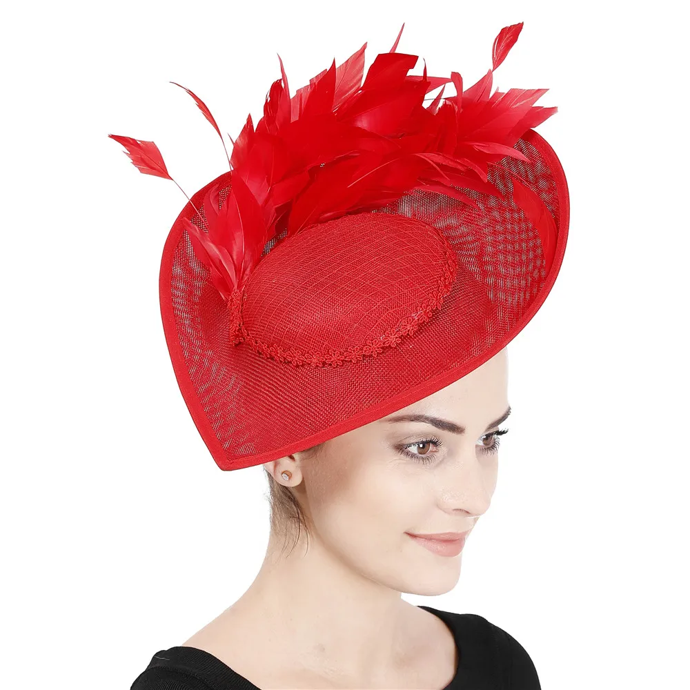 Fascinator różowe pióra kapelusze damskie eleganckie spinki do włosów Kentucky Derby imprezowa, koktajlowa akcesoria do włosów