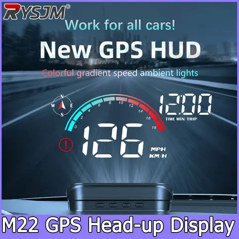 Автомобильный HUD-дисплей M22, универсальный цифровой GPS-спидометр, HD LCD проектор для проекции на лобовое стекло, подходит...