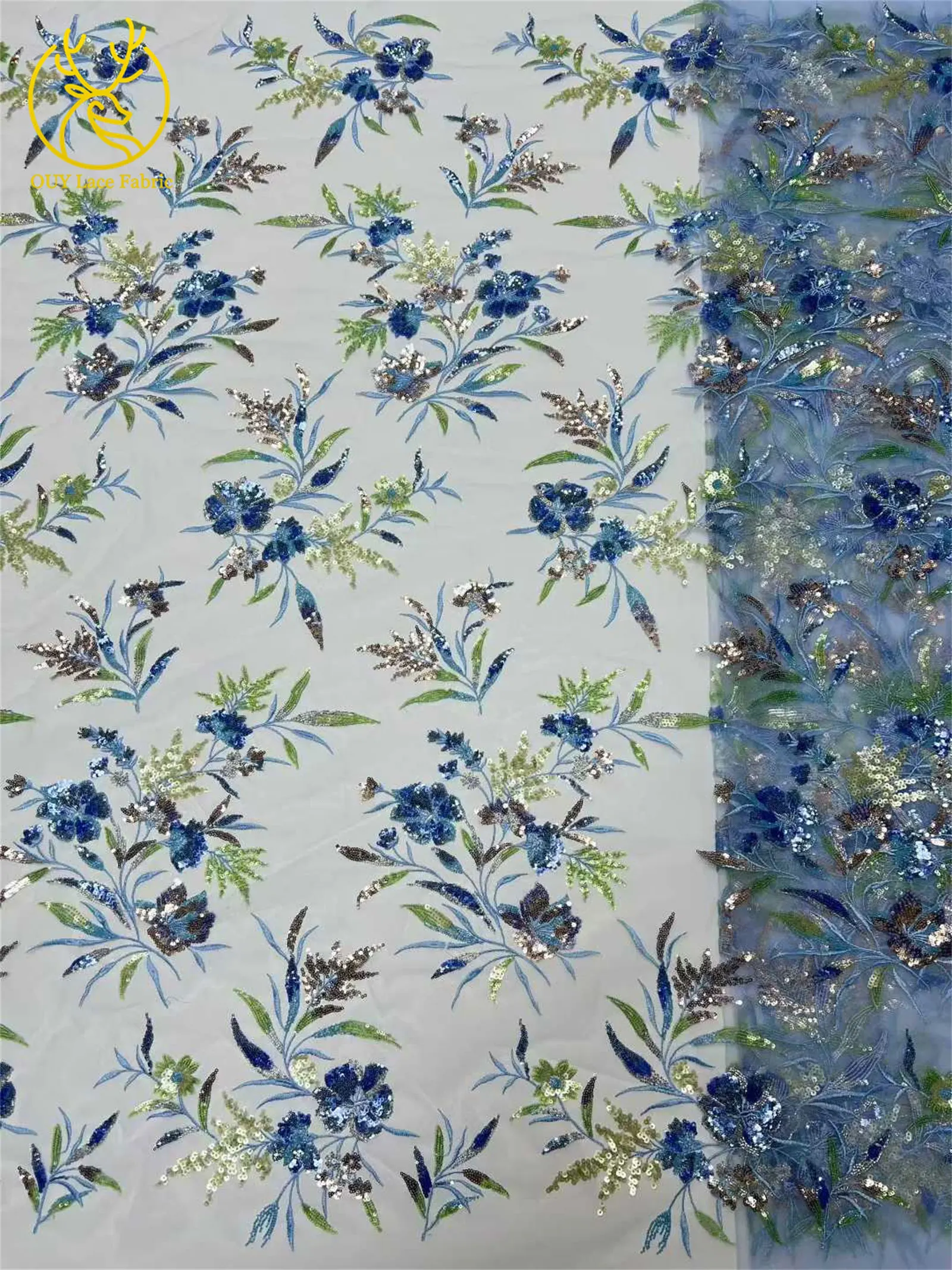 Neuester mit Pailletten bestickter Spitzenstoff 2026 Hochwertiger nigerianischer Perlen-Spitzenstoff, geeignet für Damen-Hochzeitskleider, 5 Yards – Detail 18