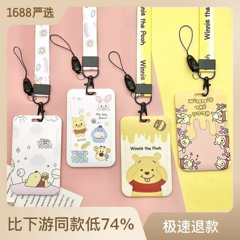 Potdemiel Pooh Bear Meal card, campus bus card protective case chest card access control game card pack pick-up card pack