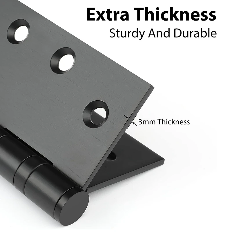 Stainless Steel Black 4Inch Door Hinges For Exterior 4In X 4In Door Hinges 3 PACK