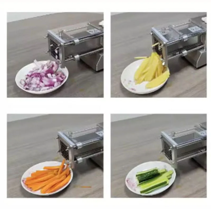 Cortadora de patatas eléctrica, máquina comercial automática para patatas fritas, pepino, rábano, lechuga, patata dulce, rebanadora de tira larga