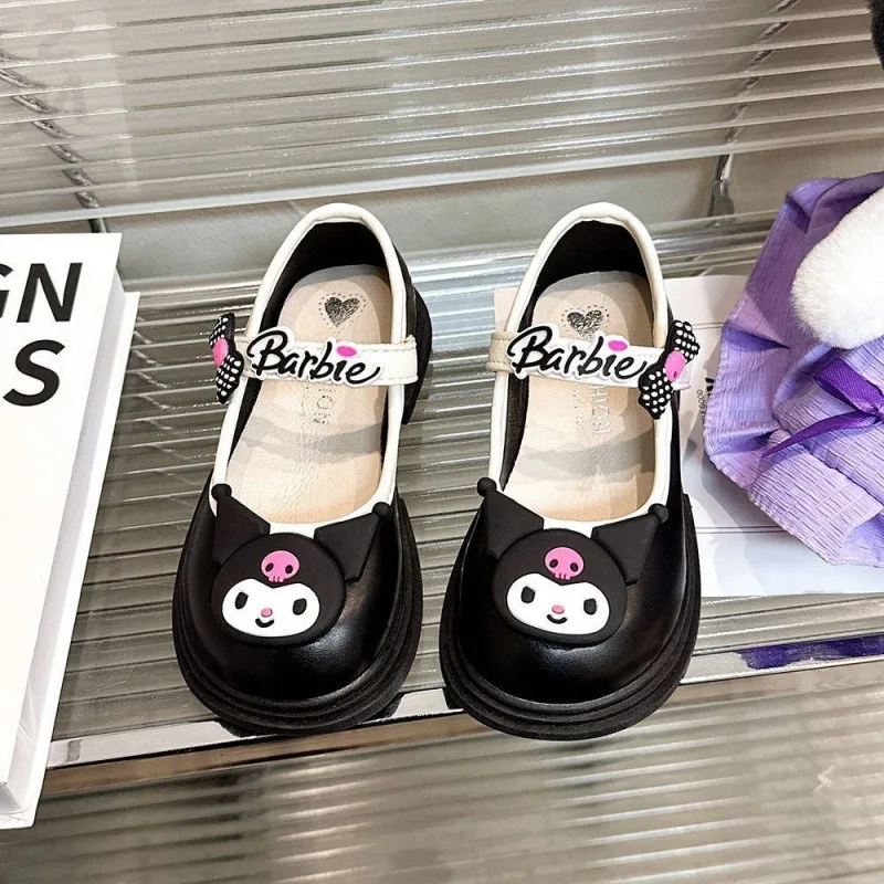 Sanrio Kuromi Lolita Princess Leather Shoes Girls Fashion Soft Sole Kawaii Cartoon Anime Character Accessories Holiday Gift