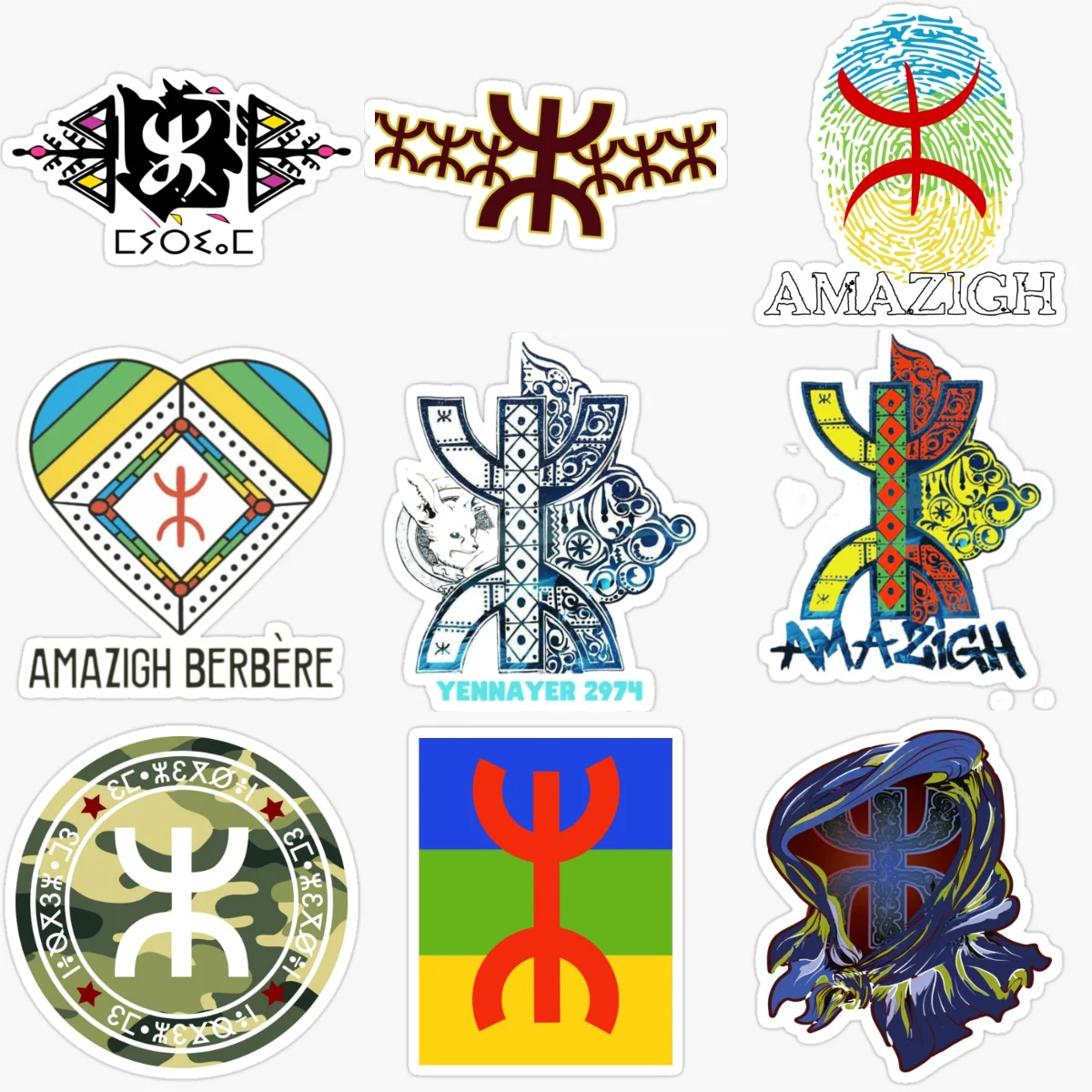 

Amazigh Berbers Flag Symbol Emblem Creative Waterproof Stickers for Car Van Helmet Window Fridge Wall Decoration Accessories
