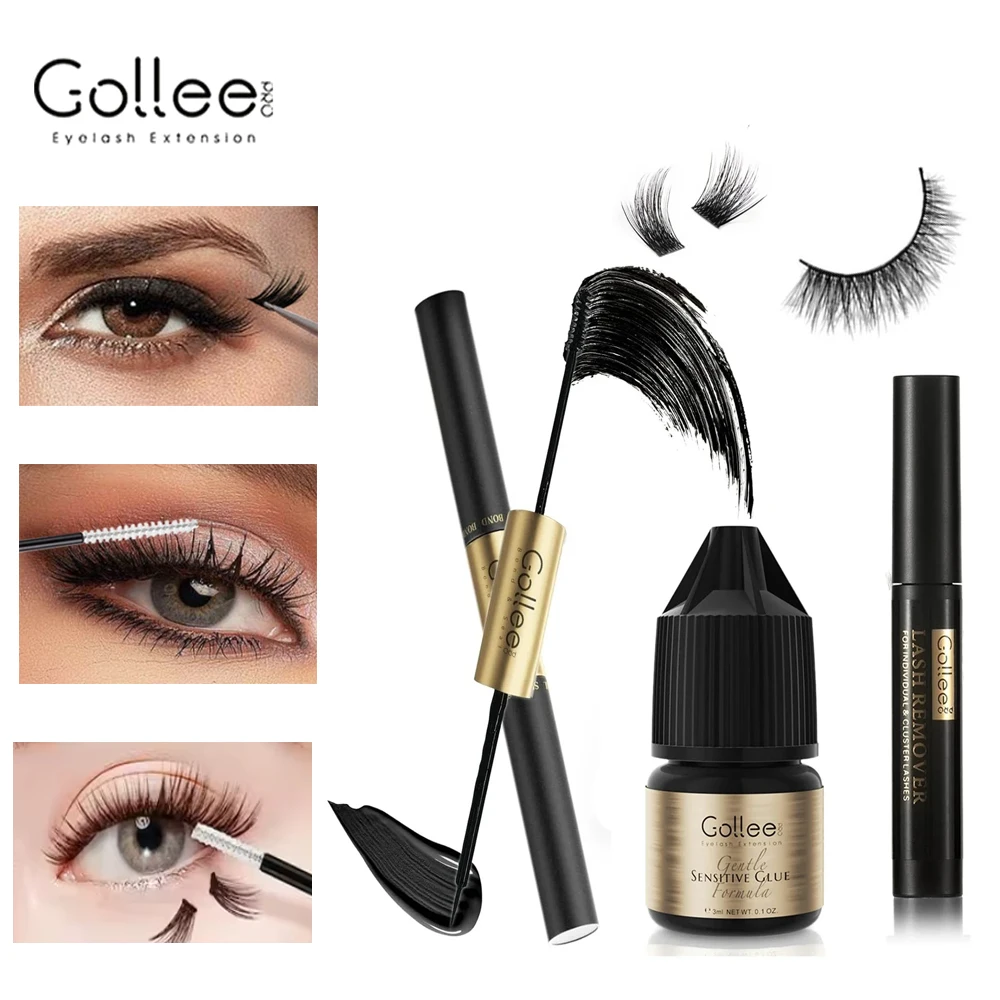 กาวติดขนตาปลอม Gollee แบบติดเอง ติดทนนาน 48 ชั่วโมง กันน้ำ  สำหรับขนตาแบบกลุ่ม  2in1  ติดและลอกกาวในขั้นตอนเดียว