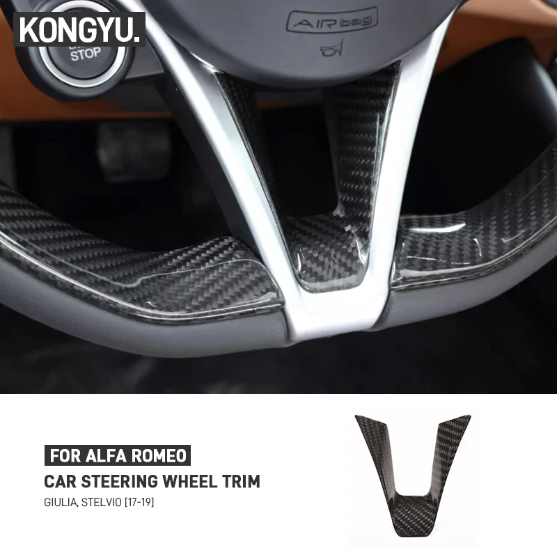 

Real Carbon Fiber Car Steering Wheel U-Shaped Decoration Frame Cover Trim For Alfa Romeo Giulia Stelvio 2017-2019 Accessories