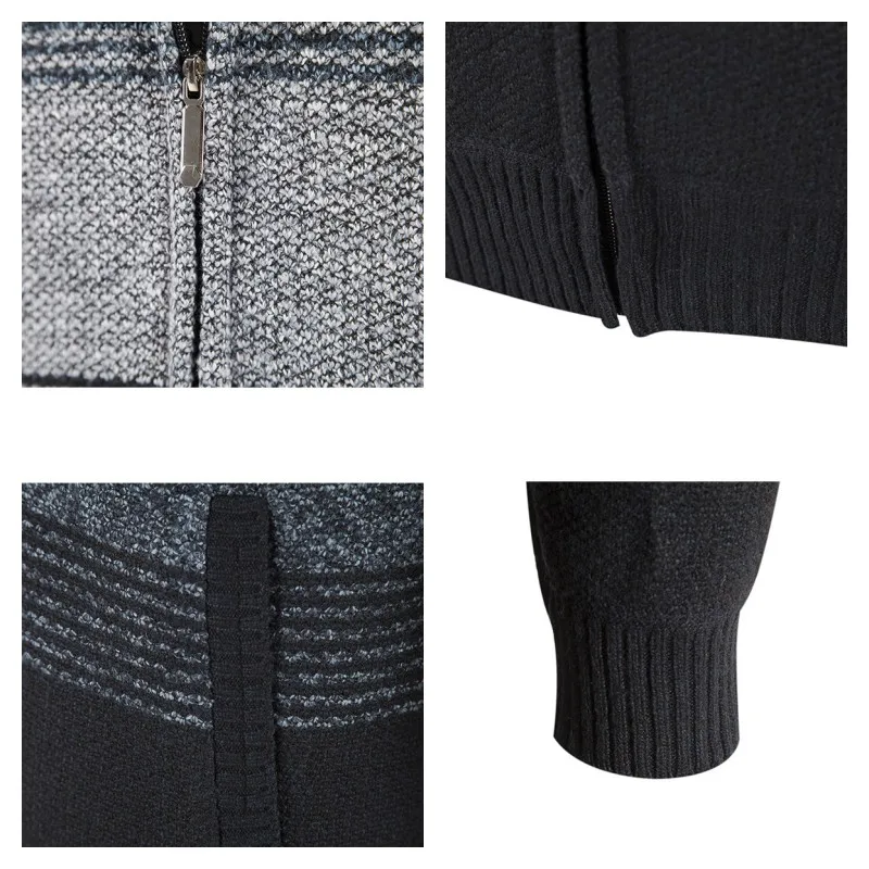 Suéter de zíper quente de cardigan médio masculino, malha casual, roupas masculinas, casaco quente novo, outono, inverno