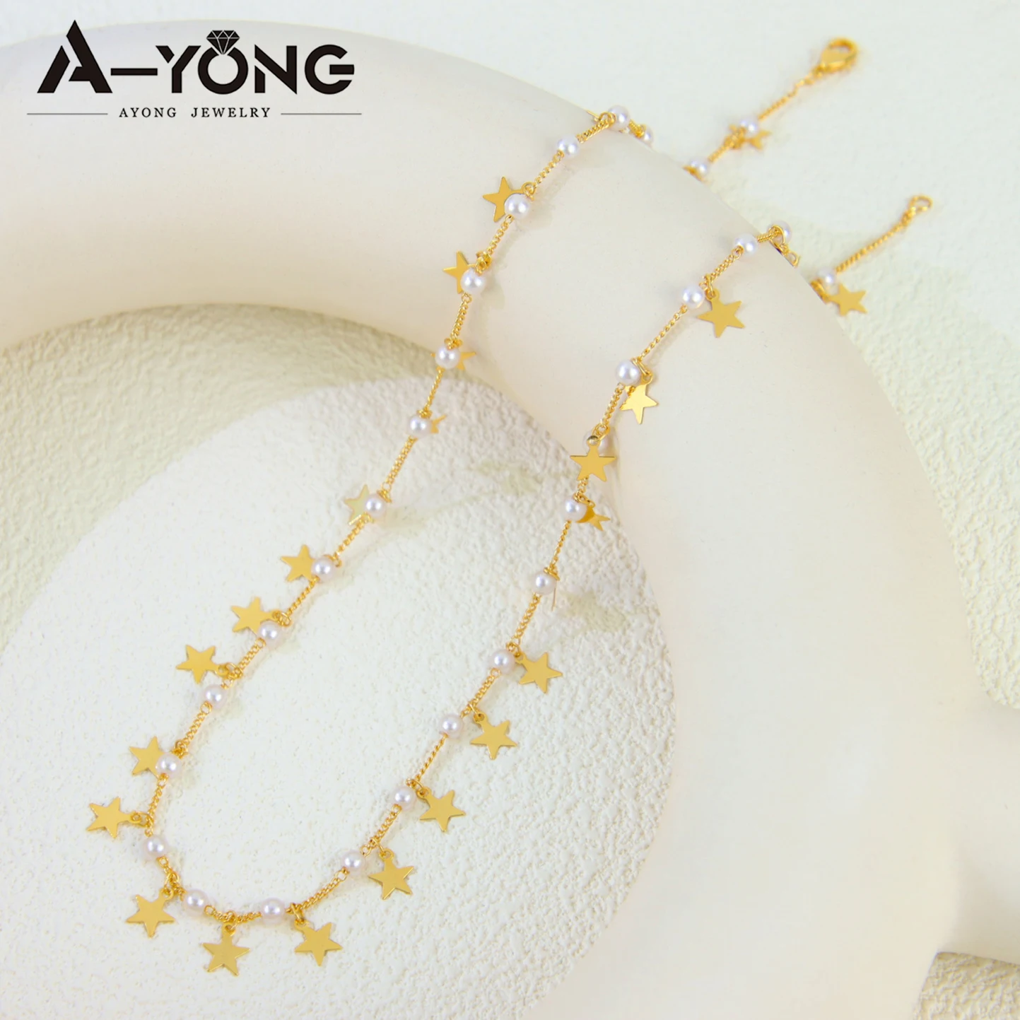 Boho Quasten Mode-Schmuckset 21k Vergoldet Arabischer Eleganter Perlen-Halskette und Armband Oman Frauen Event-Party-Schmuck – Detail 9