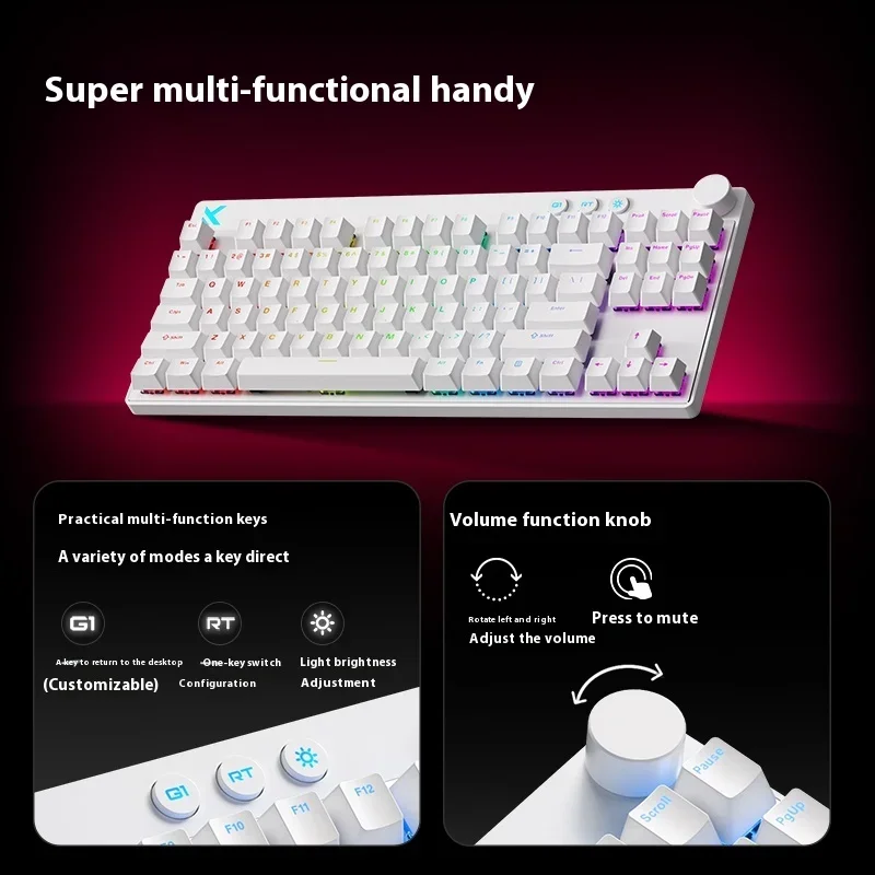 MCHOSE MIX87 Keyboard Sakelar Magnetik Berkabel RGB 8000Hz 0,001mmRT Keyboard Gaming Latensi Rendah Hadiah Aksesori PC Kustom