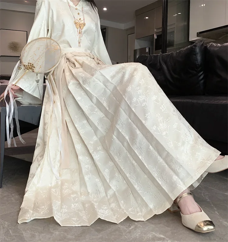 Maxi Horse Face High Waist Skirts Women Saia Chinese Ethnic Style Long Skirt Pleated Harajuku Vintage Hanfu Woman Clothes Faldas