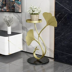 Ginkgo Leaf Marble Plant Stand, Light Luxury Indoor Flower Pot Holder, Living Room Decor, Marble Base Shelves, Plant Holder