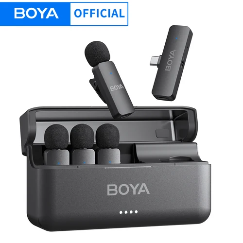 BOYA BY-V4U micrófono de solapa Lavalier inalámbrico para iPhone Android teléfono PC YouTube grabación de vídeo Vlog transmisión en vivo entrevista