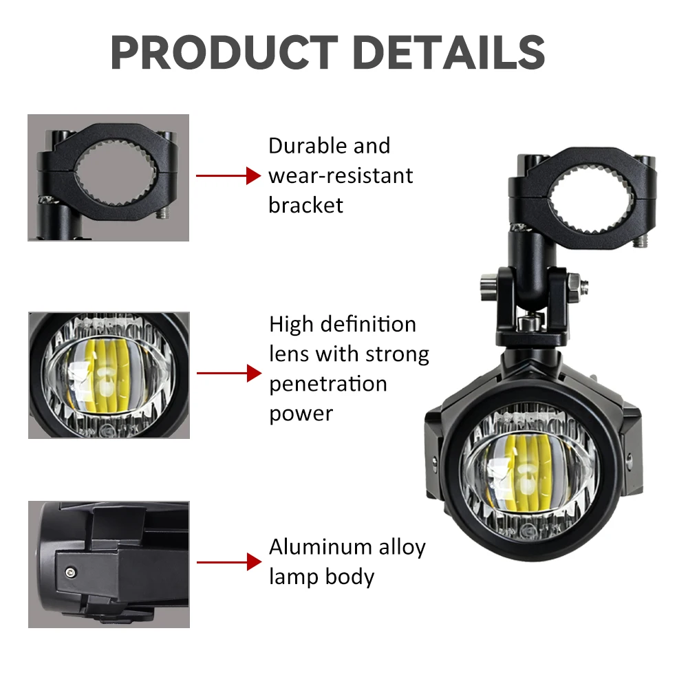Motorcycle Headlight Fog Light aluminum alloy Led Auxiliary Driving Light Spotlight Headlamp flasher farol Moto Fog Lamp For BMW