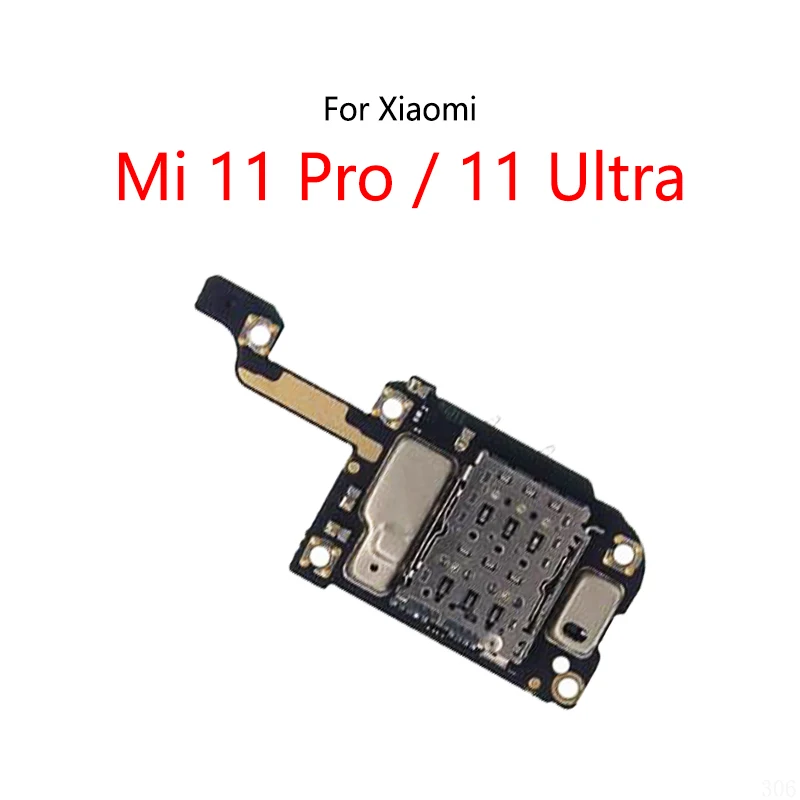 With ic SIM Card Reader Socket Tray Slot Microphone Signal Antenna Connect Module Board For Xiaomi Mi 11 Pro / 11 Ultra