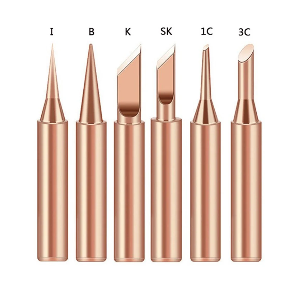 

6Pcs Pure Copper Soldering Iron Tips 900M-T Welding Tool For 936 Rework Station Lead-Free Soldering Iron Head Welding Accessori