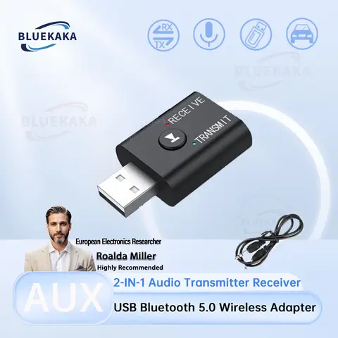 Bluetooth 5.0 Audio Transmitter Receiver 3.5mm AUX Jack RCA USB Dongle Stereo Wireless Adapter for TV Car PC Speaker Headphone