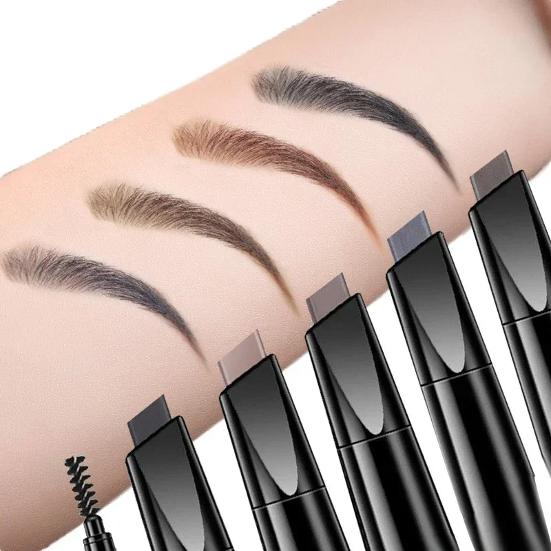 5Color Double-headed Eyebrow Pencil Auto-rotating Refill Waterproof Long Lasting Eye Brow Tattoo Pen Black Brown Eyebrows Makeup