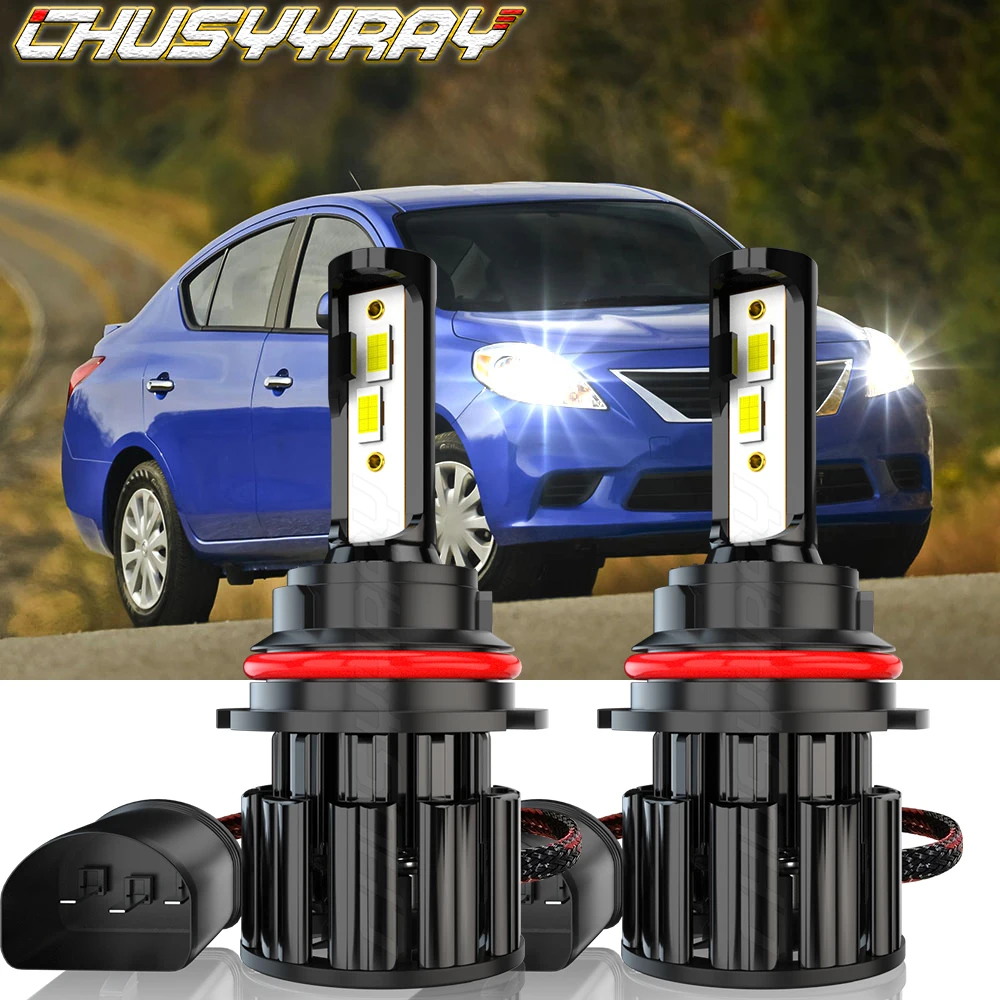 CHUSYYRAY Car lights Compatible For Nissan Versa Note 2014-2019 6000K 9007 LED Headlight High/Low Beam Bulbs Kit Led headlight