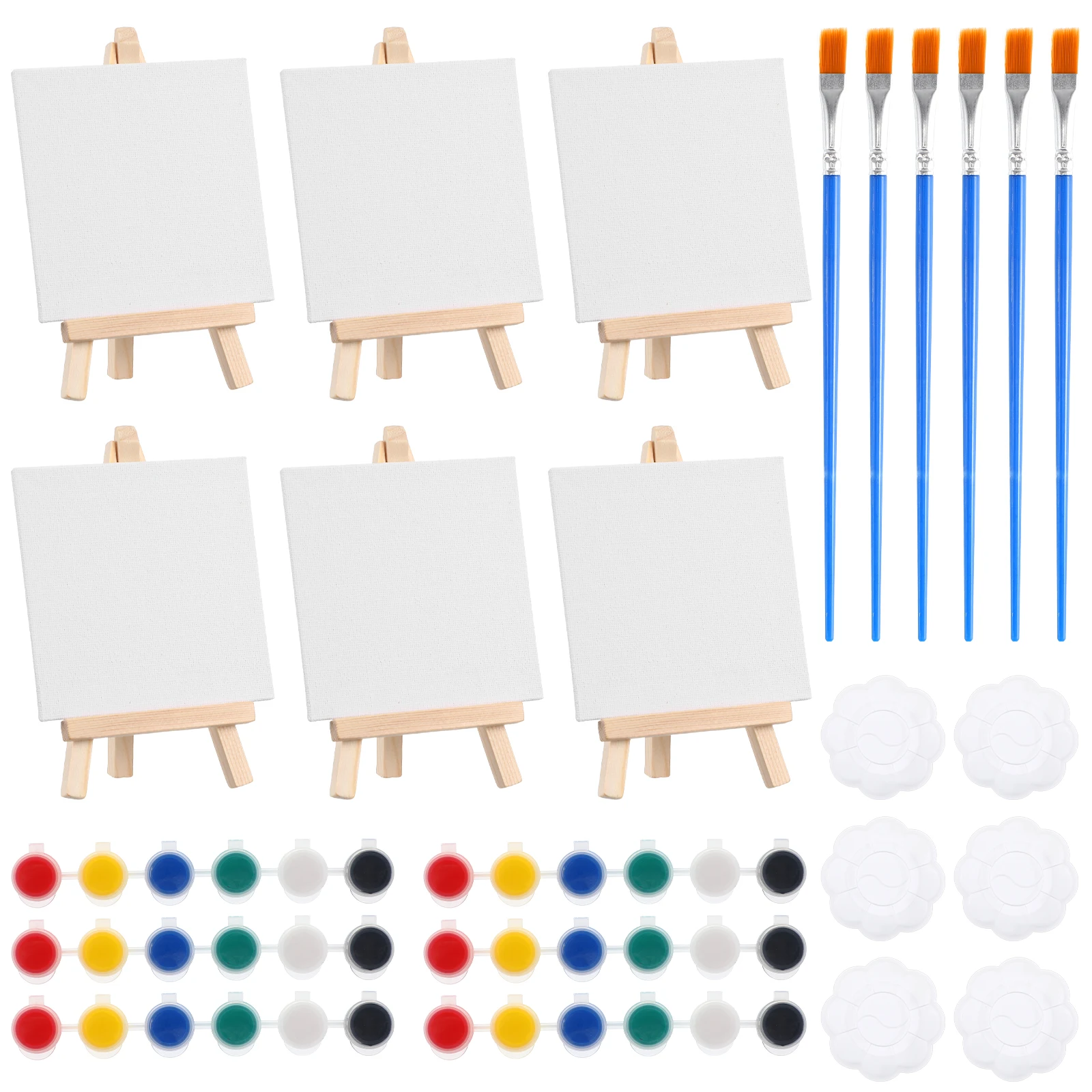 

6Sets Miniature Painting Kit Includes Canvas Board Easel Palette Paints Brushes Ideal for Travel Classroom Party Art Activities