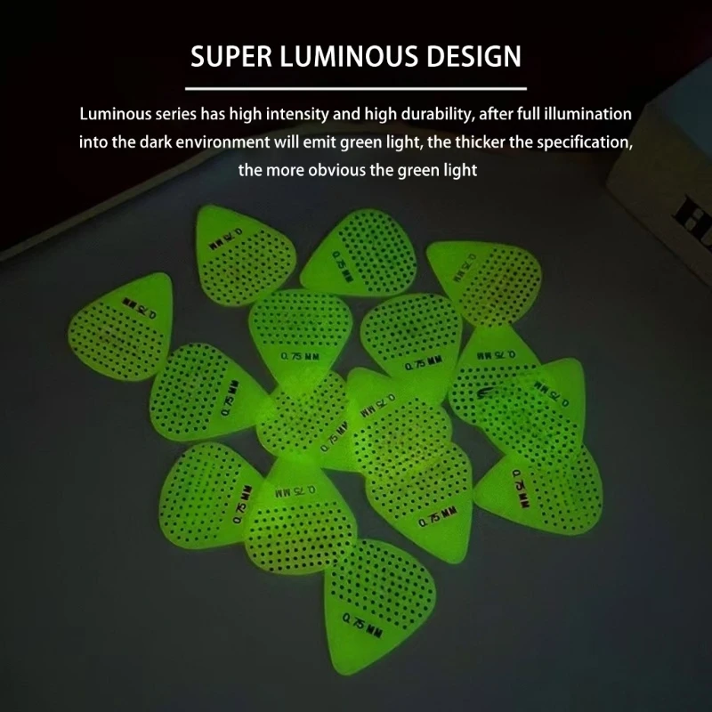 

Pack of 5 Colorful Luminescent Guitar Picks Textured Nonslip Grip Professional ABS Texture Extended Play Comfort