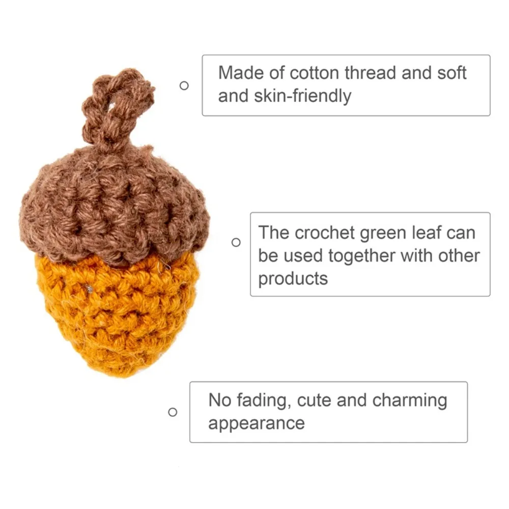 Knitting Diy Handmade Crochet Pine Cone Keychain Plant Keyring Handmade Pine Cone Accessories Acorns Brown Green