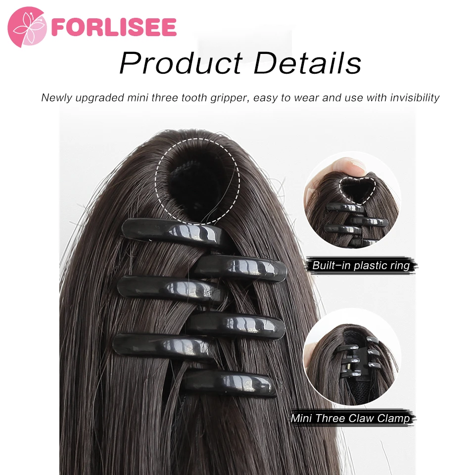 Untuk Wig Ponytail dengan pegangan dasi kupu-kupu dan kepang ekor kuda tinggi. Rambut panjang keriting dengan awan alami dan riak. Ponyta palsu