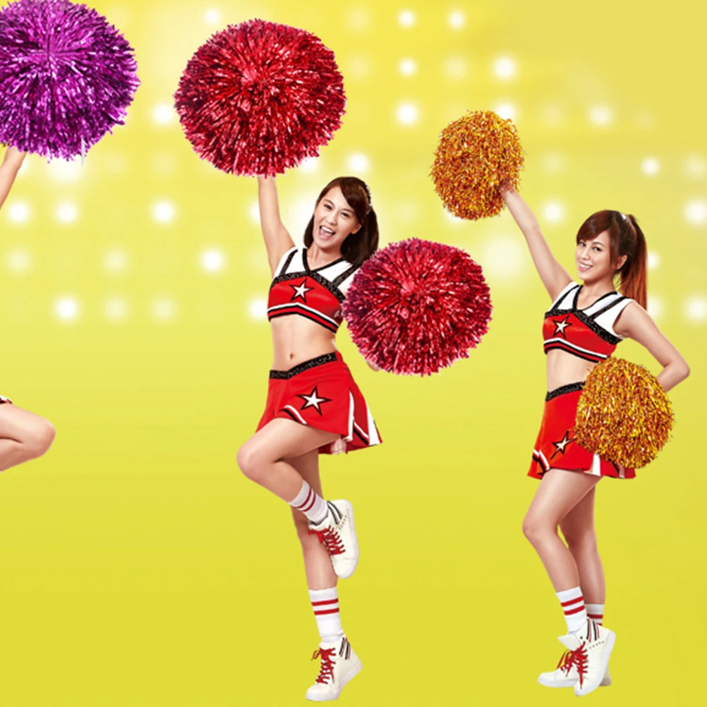 

10 Pcs/5 Cheerleading Bouquet Durable Pom Poms Red Props Glossy Cheerleader Pompoms
