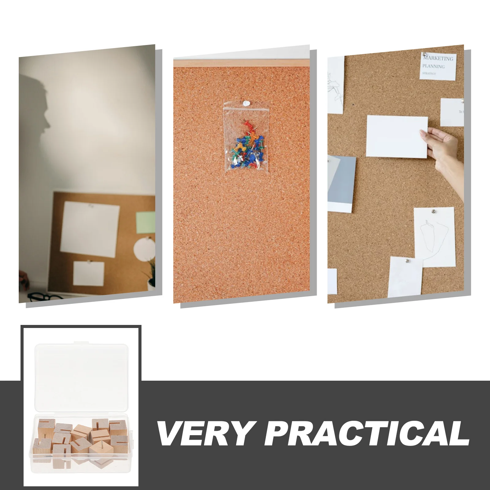 12개입 나무 압정 슬롯 디자인 푸시 핀 코르크 보드 사진 벽 지도 표시용 게시판용 사무용 바인딩 용품