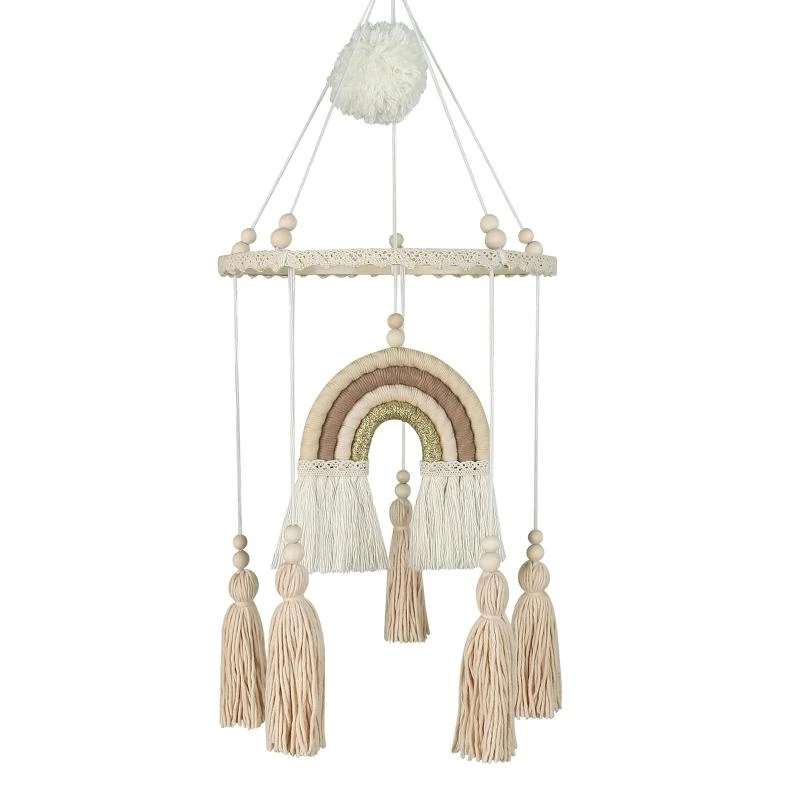 Tęczowe dekoracje ścienne Kolorowe, ręcznie robione ozdoby tkackie Nowoczesne dekoracje domu 15UB