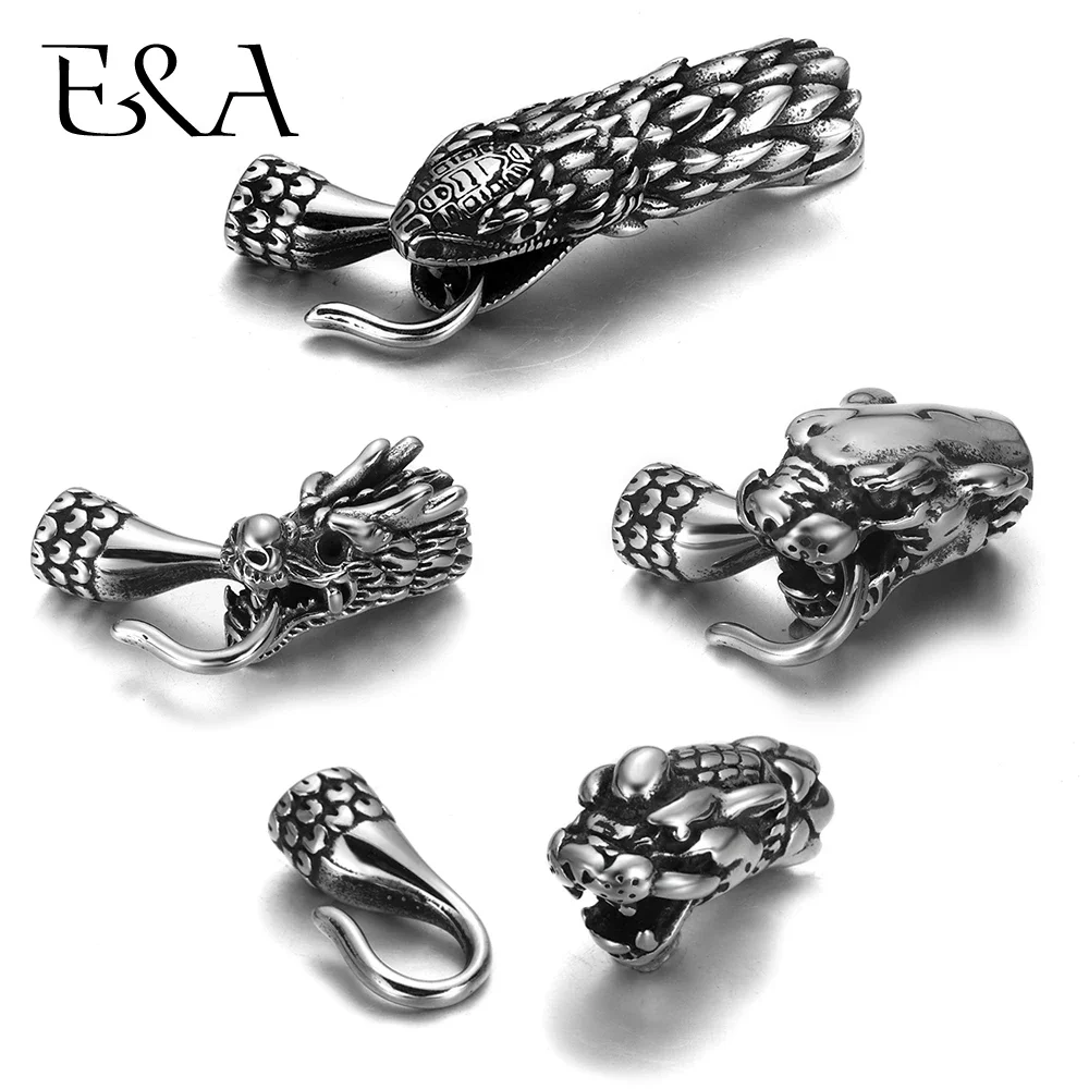 Stainless Steel Punk Animal Hook Clasp Set for 6mm 8mm Braided Leather Bracelet Connect Parts for DIY Jewelry Making Accessories