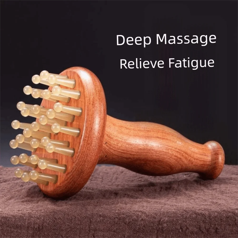 

Инструмент для массажа Гуа Ша с древесным зерном, 29-зубная антистатическая массажная расческа с рогом, массажная расческа для глубоких тканей, соскабливание кожи, щетка с меридианом из дерева