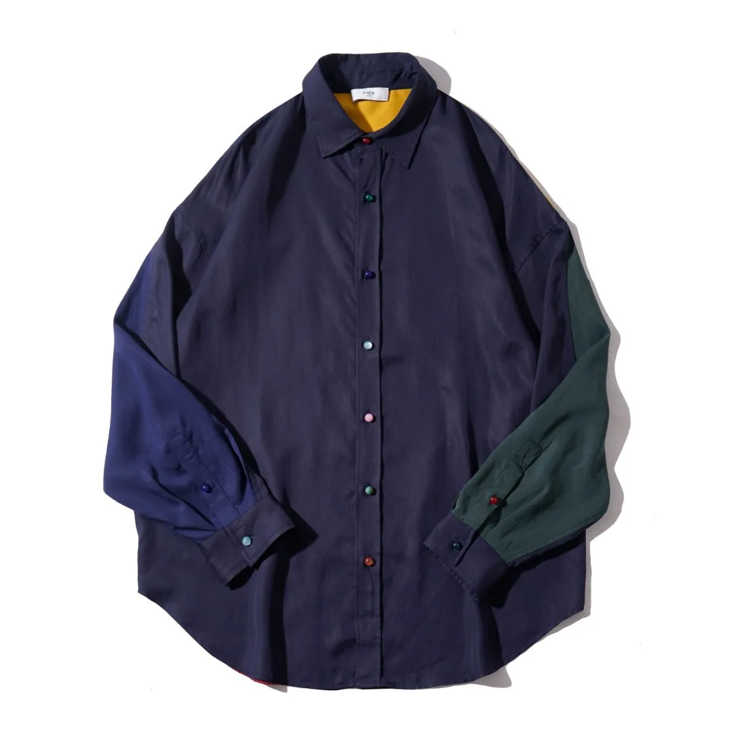 New autumn original design cardigan with patchwork shirt - simple and fashionable, versatile and comfortable, loose fit