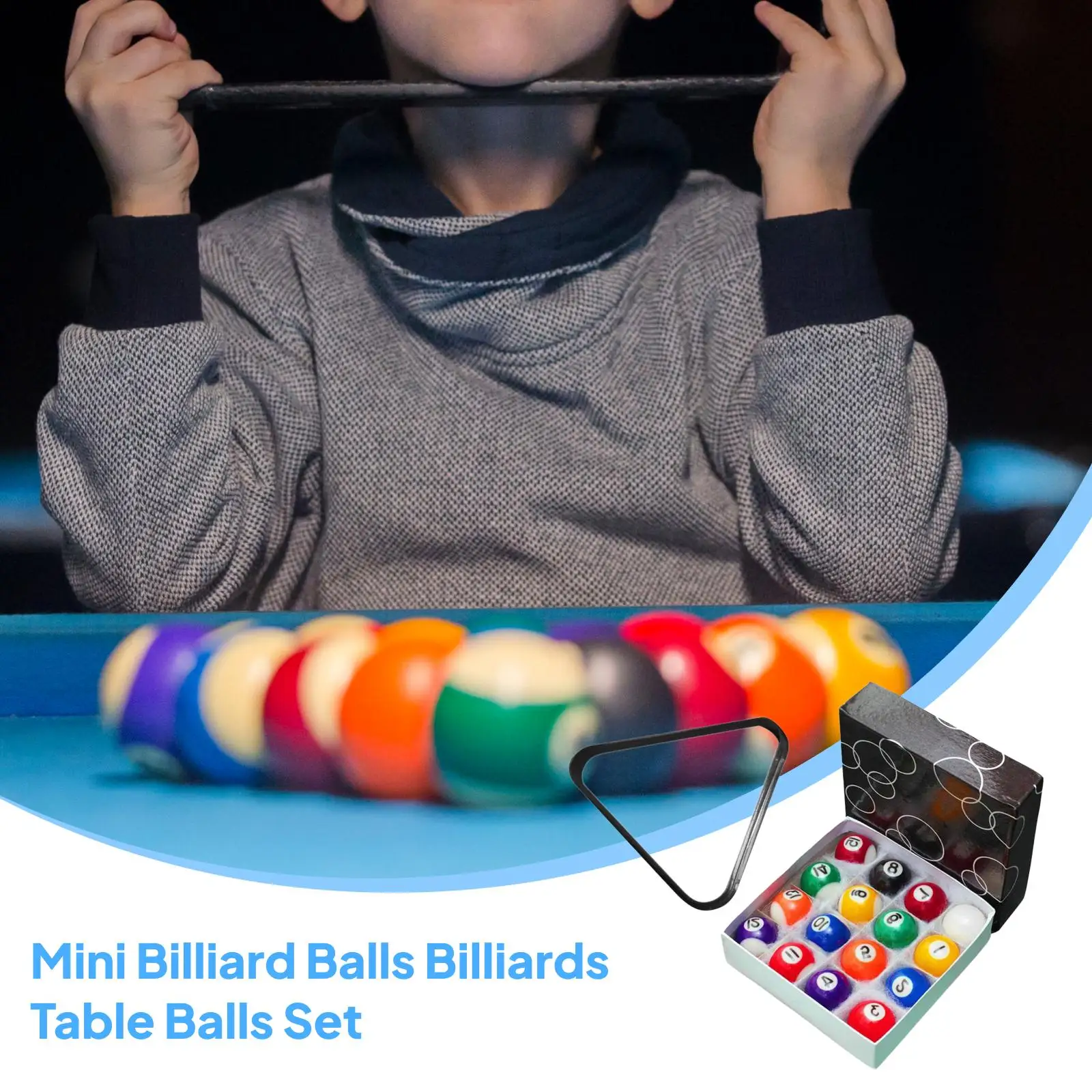 

Small Pool Balls Vivid Colors Mini Billiard Ball Set with Triangle for Kids Tabletop Games Recreation Practice Billiards