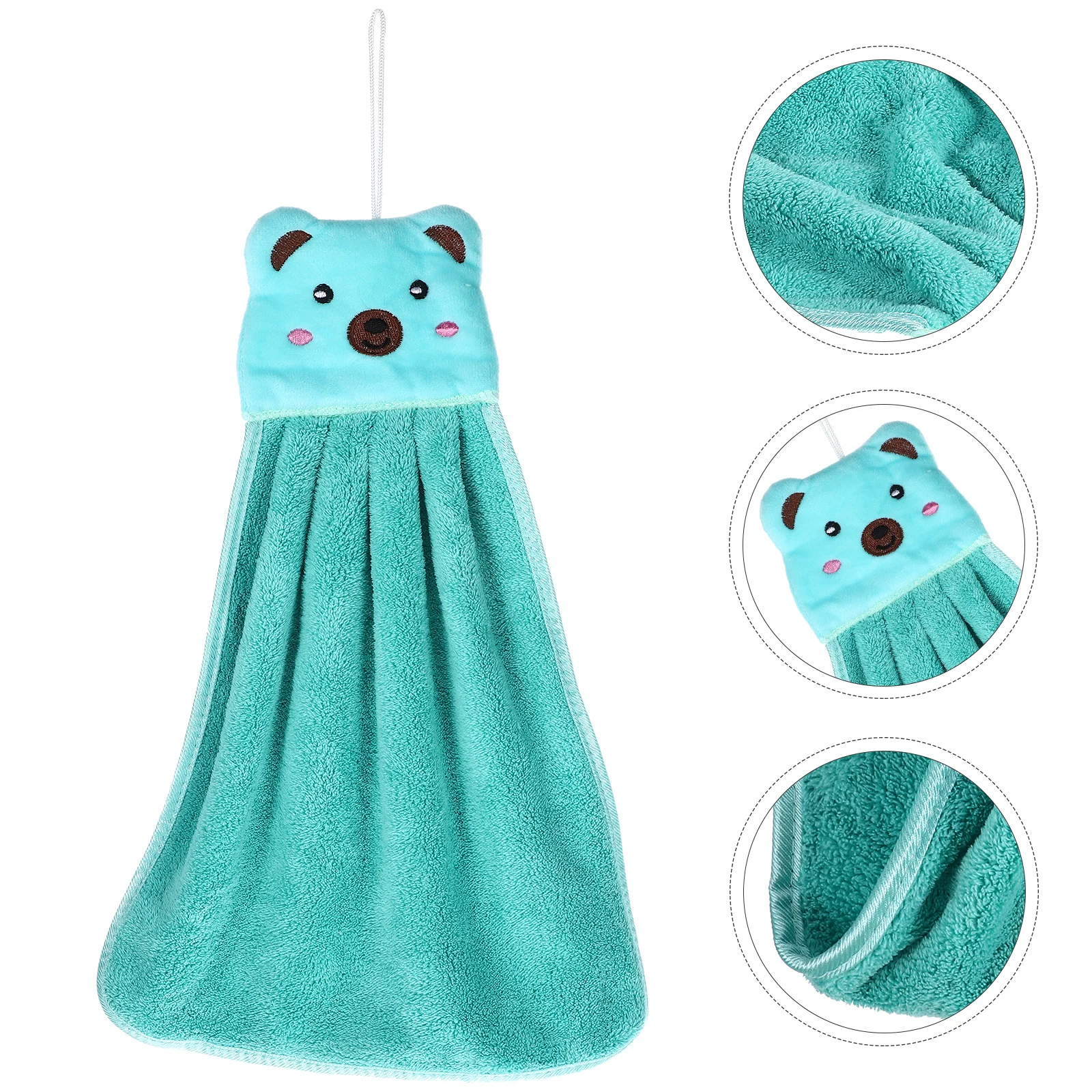 

Cute Cartoon Hand Towels Fleece Hand Towels Pink Dish Wash Cloth Hanging Bathroom Kitchen Towel Set Water Absorbing