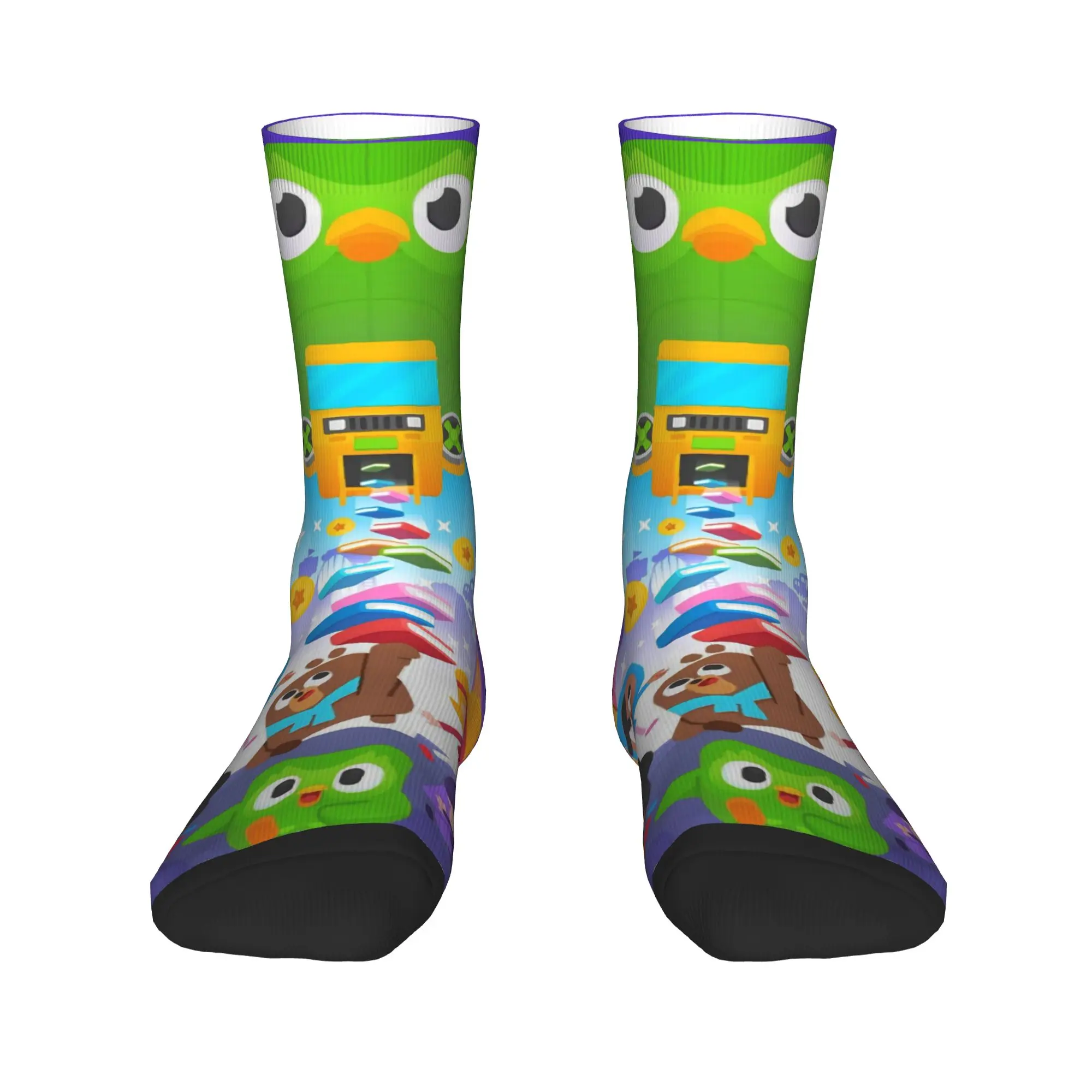 Duolingos البومة الثنائي الجوارب جوارب عادية الشتاء المضادة للعرق الرجال الجوارب نمط مريح الدراجات الجوارب