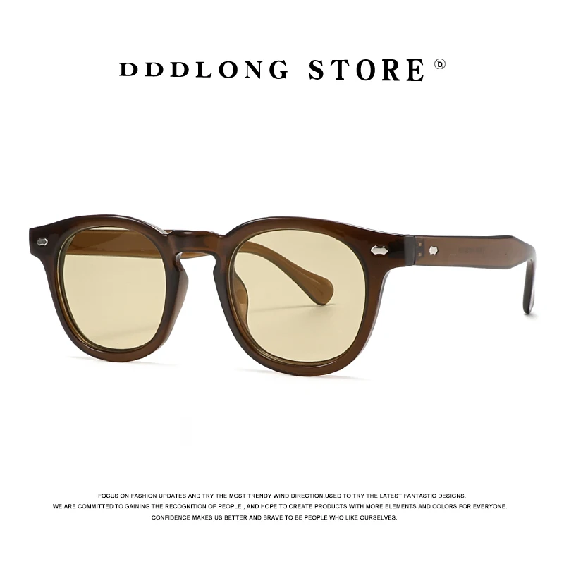 DDDLONG moda retro okrągłe okulary przeciwsłoneczne damskie męskie okulary przeciwsłoneczne klasyczne Vintage UV400 odcienie zewnętrzne D528