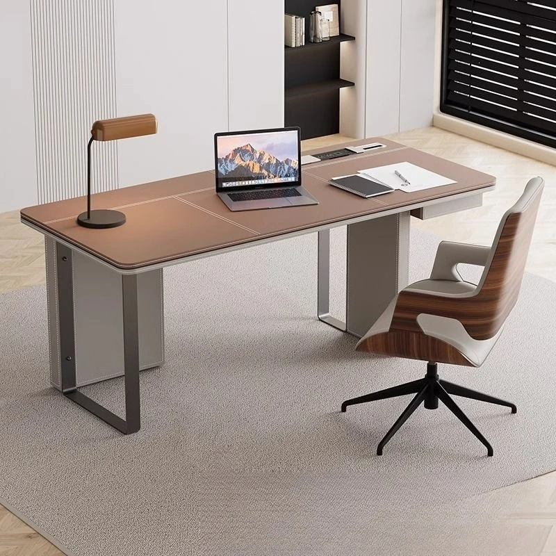 Saddle leather desk modern simple light luxury home study boss corner computer desk