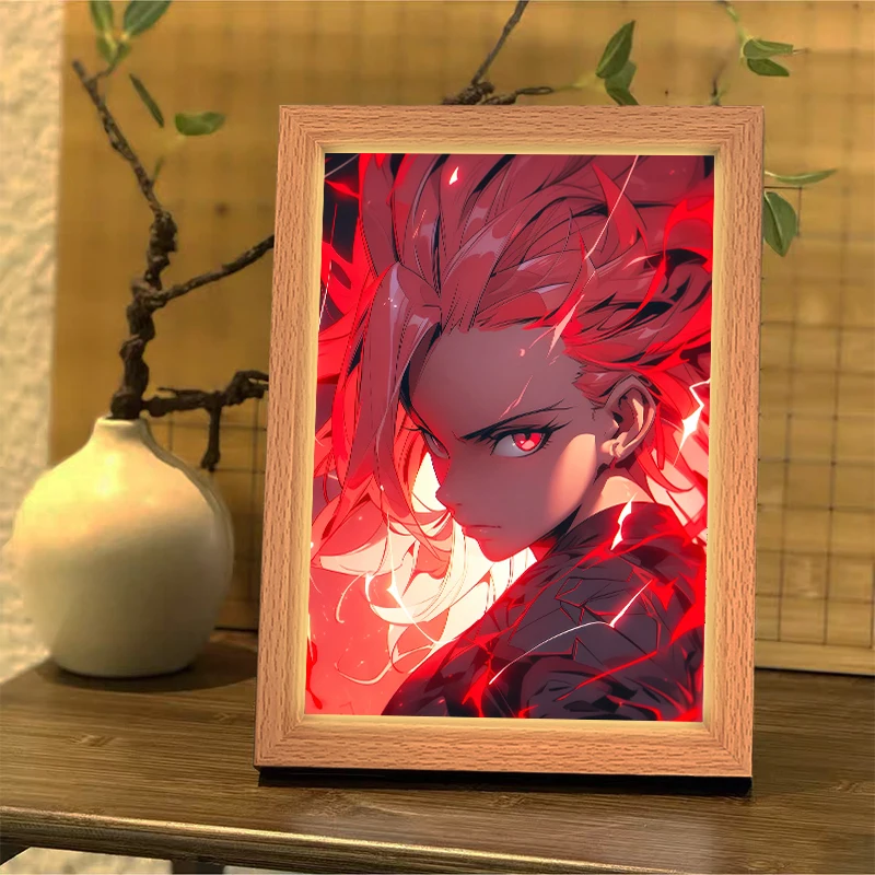 ของขวัญตกแต่งห้องนอนลายตัวละครอนิเมะดราก้อนบอล โคมไฟภาพวาดกรอบรูปไฟ LED สำหรับสาวไซย่า