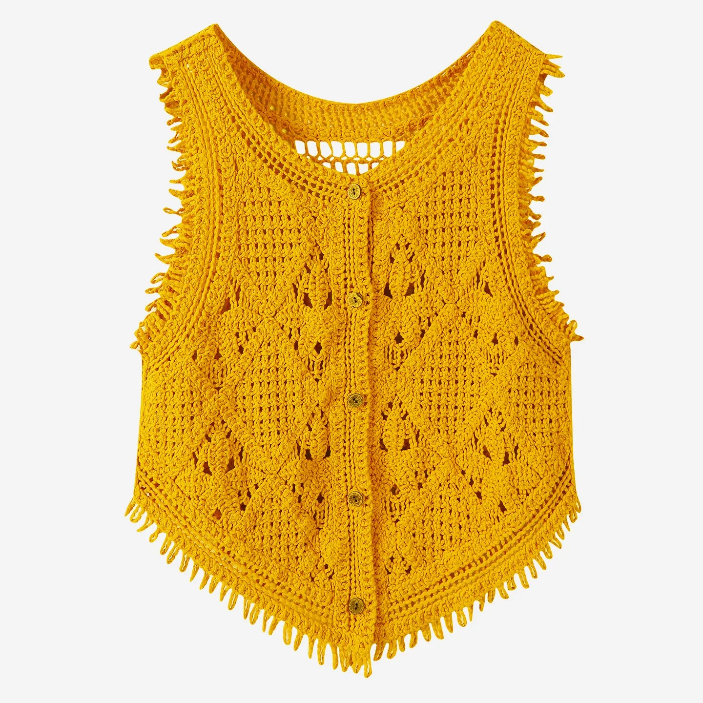 

Retro Korean Sle Knitted Open Cardigan Svel V-Ne n Tassel Casual Summer Top Hollow out Hook Flower Design
