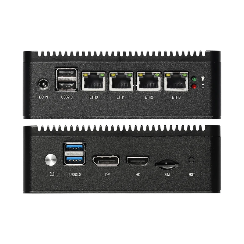 Industri Mini PC Celeron N4000 Prosesor DDR4 M.2 SSD 4x Intel i226V Ethernet HDMI DP Slot SIM mini-PCIe Ekspansi Win10 Linux