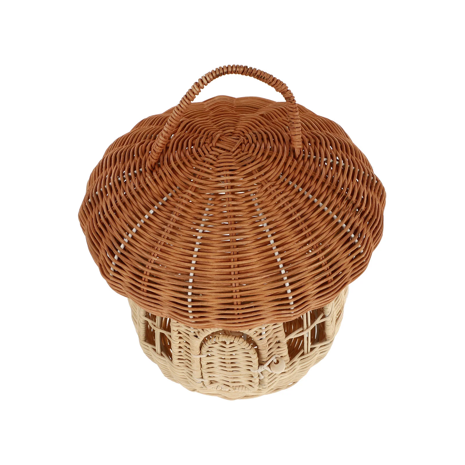 Rattan Mushroom Basket Home Decor Desktop Adornment Photo Prop Small Woven Props Portable Lovely Shape Baskets