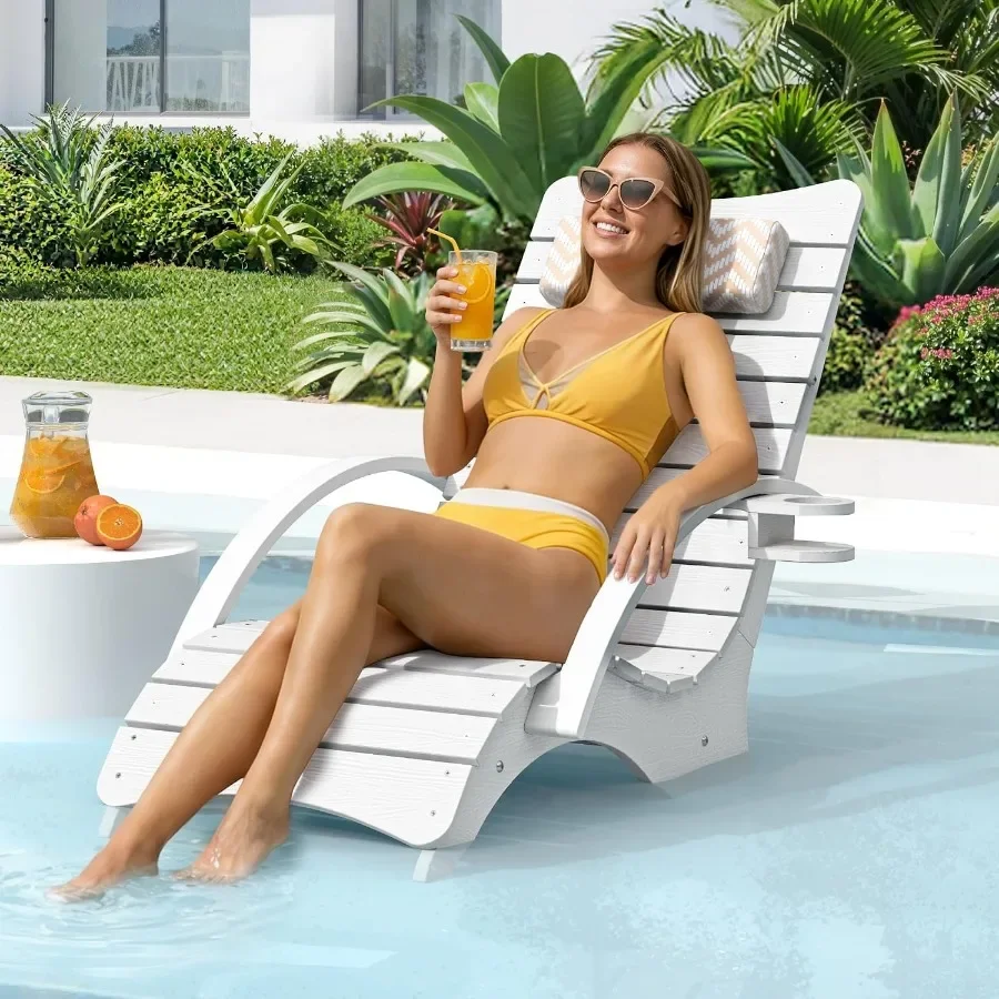 Pool Lounge Chairs with Armrest and Cup Holder, 8-10in Shallow Water