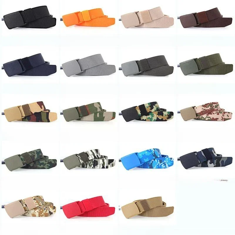 3.8X110cm High Quality Automatic Buckle Nylon Men Belt Outdoor Hunting Multifunctional - Canvas Camouflage Belt for Women