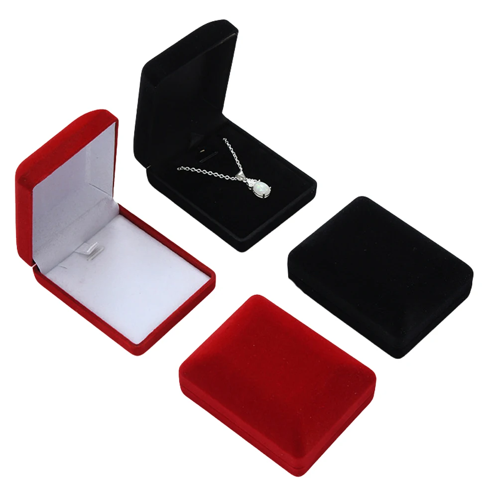 

1Pcs Red Velvet Necklace Pendant Box For Jewelry Storage Display Gift Organizer Packaging Small Business Supplies Wholesale