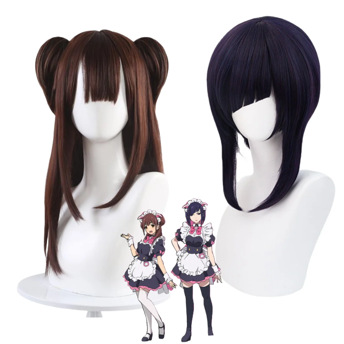 Anime Akiba Maid War Wahira Nagomi Mannen Ranko Cosplay Costume Maid Dress Lolita Skirt Wig Woman Lovely Birthday Party Suit
