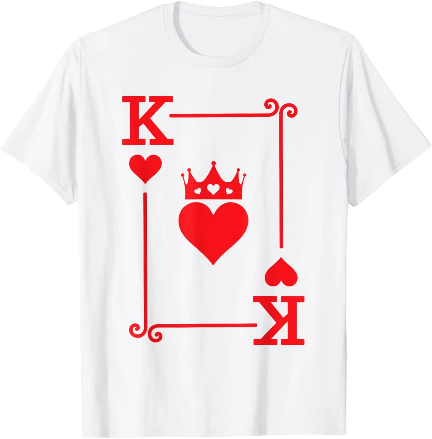 King Hearts Card Costume - Playing Cards - King of Hearts T-Shirt Print on Demand Mens Clothing Funny Shirt Camiseta Hombre