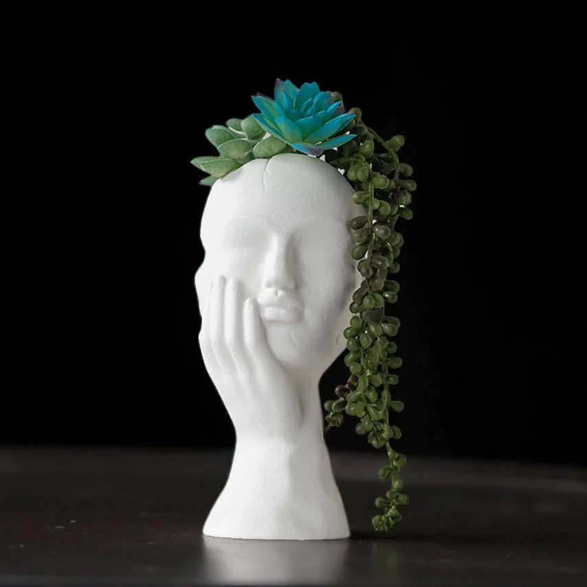 CAPIRON 20cm Nordic Abstract Face Vase Bust Sculpture Thinker Statue Home Office Book Shelf Decoration Interior Modern Desktop